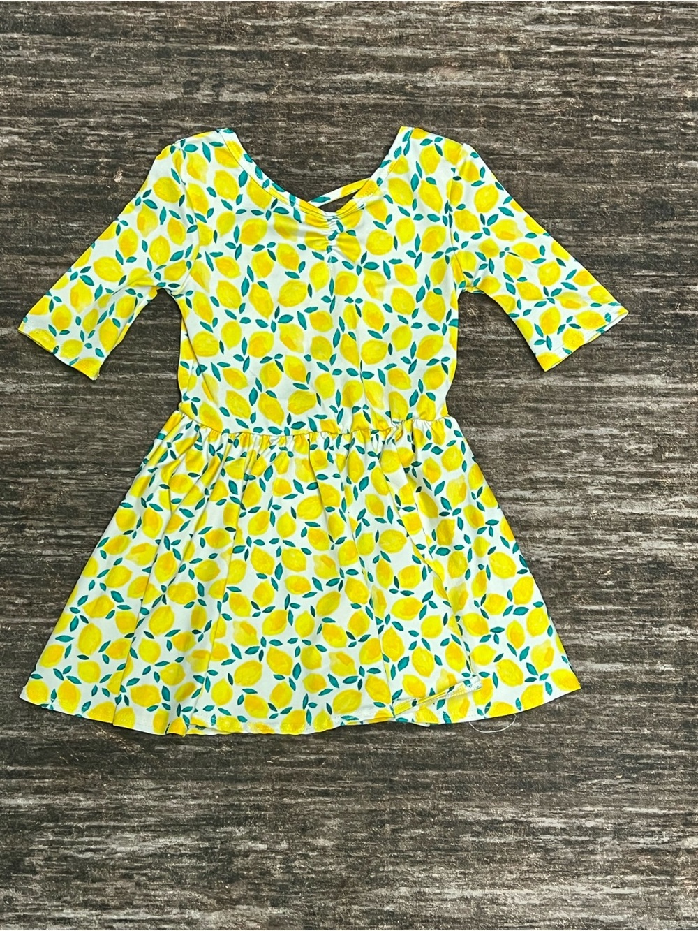 Girls Yellow Lemon-Print Dress